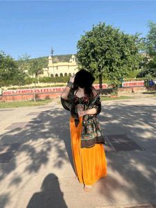 Embroidered net top bikini &amp; flared plazo set