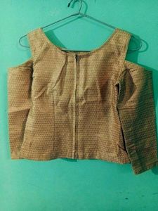 Golden Glittery  Cut Sleeve Blouse Or Crop Top ..