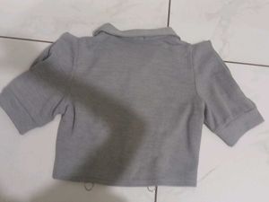 Grey Cropped Zip Jacket for women