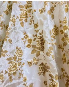 Ethnovog Off-White Brown Printed Fir To Flare Gown