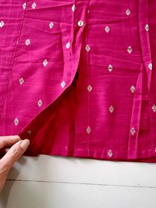 Magenta/Burgundy Silk Kurta With Golden Zari Print