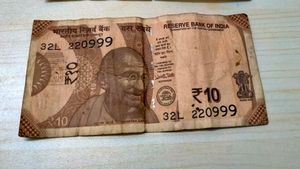 999 Serial Number 10 Rupees Notes