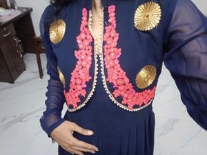Elegant Navy Blue Anarkali Dress