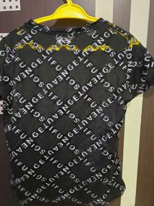 Black Printed  Transparent  Top
