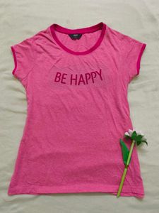Max &#34;Be Happy&#34; Pink T-Shirt