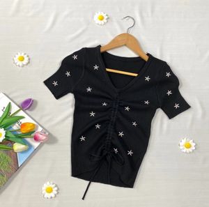 Black Top With Flower Design