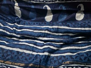 Indigo Hand block Saree