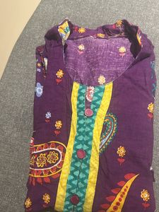 2 Floral Cotton 3/4th Sleeves Colared Kurti