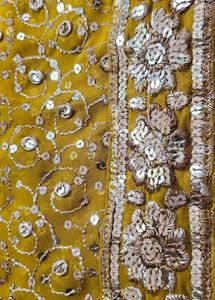 Golden Embellished saree with blouse piece