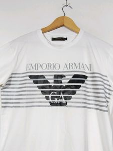 Emporio Armani White Printed Round Neck T-Shirt (Men)