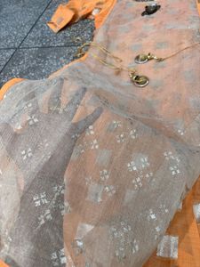 Peach Embroidered Long Kurta