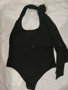 Chic Black Halter Bodysuit