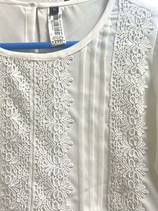 White Lace Detail Top