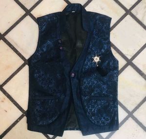 Vintage Shiny Navy Button-Down Coat Pant