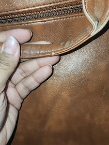 Brown Faux Leather Laptop Bag