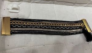 Chic Black & Gold Multi-Layer Bracelet