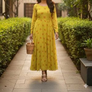 Yellow Floral Print Dress