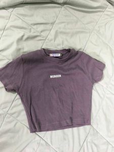 Lavender Burger bae Graphic Crop Top