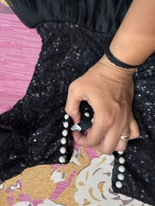 Sequin And Pearl Black Frock For Girls