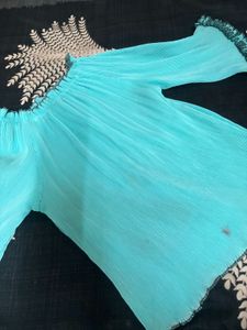 Turquoise Pleated Top