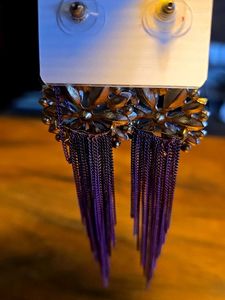 Sparkling Flower Tassel Drop Earrings