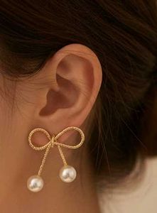 Bow & Pearl Drop Earrings