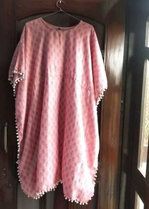 Peach Printed Kaftan Dress