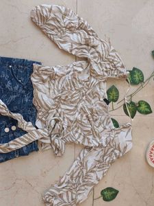 Leaf Print Wrap Top