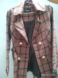 BROWN CHECKERED LONG JACKET