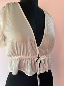White Tie-Front Top