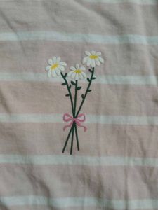 Striped Tee with Floral Detail
