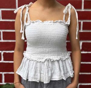 White Tie-Strap Top