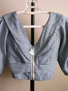 Striped Off-Shoulder Crop Top