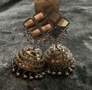 Silver Jhumkas