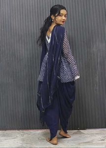 Stylish Navy Blue Dhoti Set