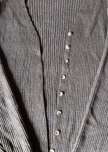 Gray Ribbed Knit Cardigan