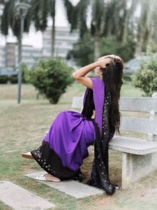 Purple &amp; Black Saree