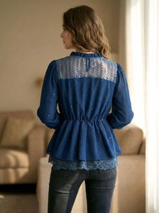 Elegant Blue Peplum Top