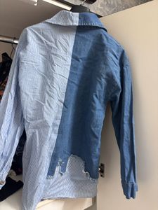 dark &amp; light blue divided shirt