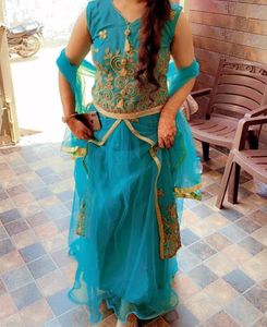 Teal Embroidered Anarkali Dress