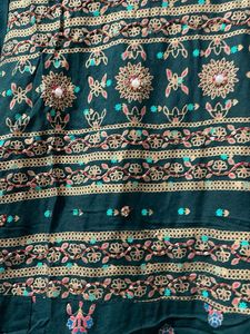 Emerald Green Printed Ethnic Gown