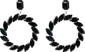 Black Crystal Hoop Drop Earrings
