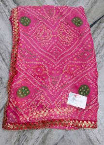 Pink Bandhani Saree