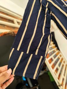 Navy blue Kurti With Yellow Lines