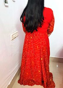 Elegant Red Embroidered Festive Gown