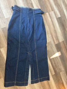 Denim Button-Down Midi Skirt