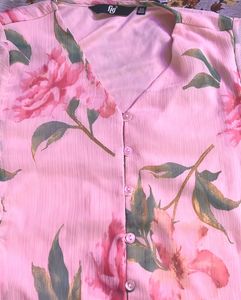 Floral Print Button-Up Blouse