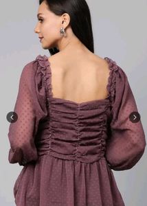 Burgundy Sheer Sleeve Top