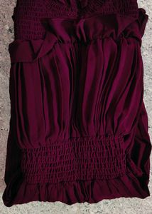 Burgundy Smocked Chiffon Top