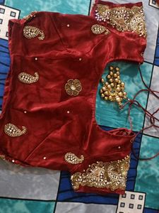 Bridal Lahanga Fish Cut Maroon